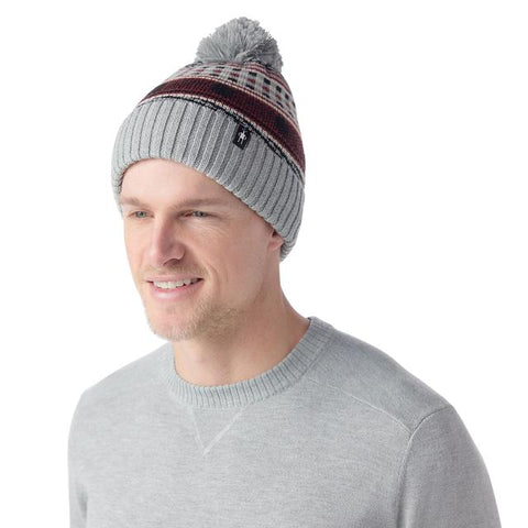 Unisex  Fairisle Fleece Lined Beanie Hat Garden Pink