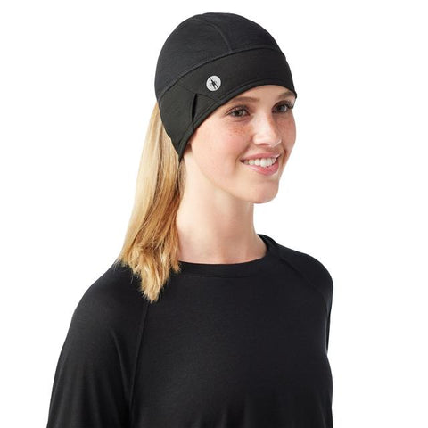 Unisex  Active Fleece Ponytail Beanie Hat Black